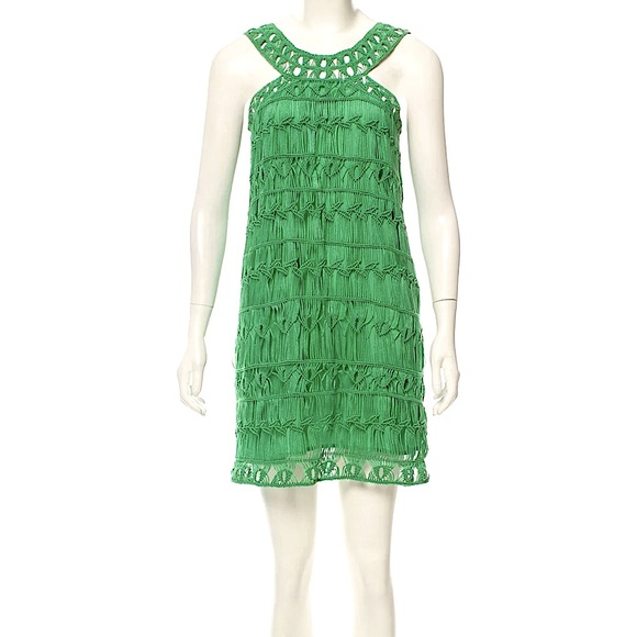 CRAZY SALE NWOT DIANE FURSTENBERG LIZA MACRAME CROCHET DRESS in Emerald Green - Picture 3 of 10